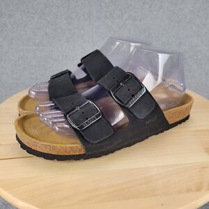 Naot Santa Barbara Sandal Womens 8 EU 39 Black Nubuck Leather Double Strap Slide